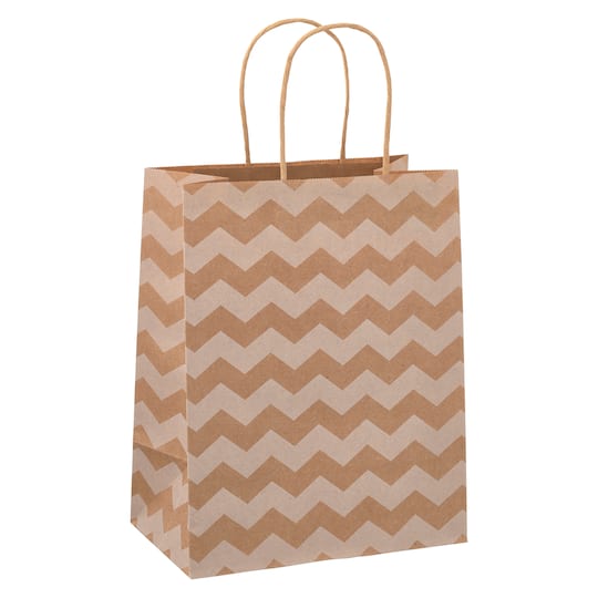 Celebrate It; 10" Kraft Dots & Chevron Paper Bag Value Pack by Celebrate It™; Category:Gift Bags & Wine Bags; Image:1